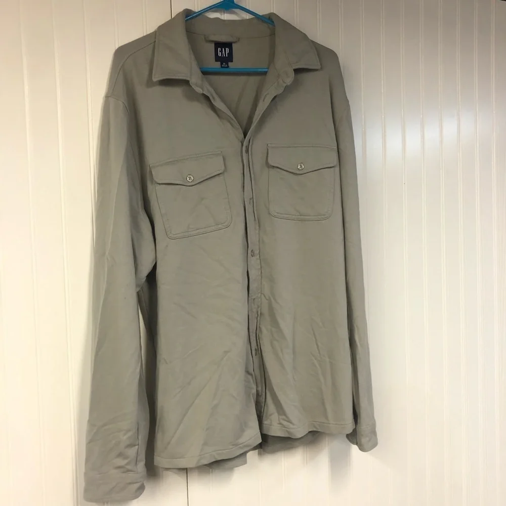 GAP Gray Button-Up Shirt Long Sleeve Thick XL